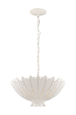 Petit lustre feuillage sculpté plâtre blanc Hampton - Lustre by Visual Comfort&Co.