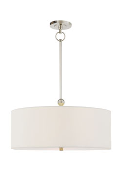 Suspension classique argentée et lin blanc Reed - Suspension by Visual Comfort&Co.