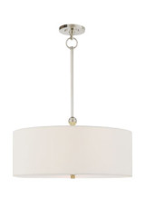 Suspension classique argentée et lin blanc Reed - Suspension by Visual Comfort&Co.