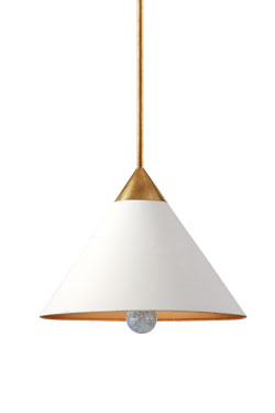 Suspension conique blanche et dorée 50cm Cleo - Suspension by Visual Comfort&Co.
