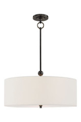 Suspension cylindre en lin blanc et bronze Reed - Suspension by Visual Comfort&Co.