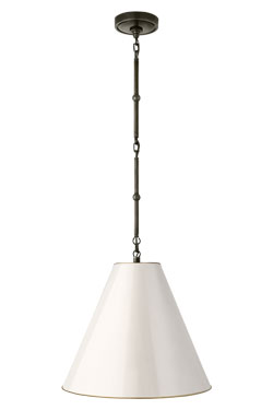Suspension style campagne en métal noir et lin blanc Goodman - Suspension by Visual Comfort&Co.