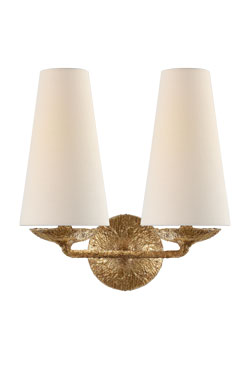 Classic 2-light wall lamp in gilded plaster Fountain - Wall lights by Visual Comfort&Co.