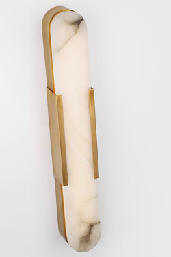 Melange alabaster and antique brass long wall light