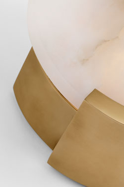 Melange gold and alabaster round wall light
