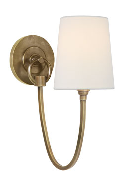 Reed gold and white linen wall light - Wall lights by Visual Comfort&Co.