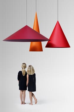 Extra Large grande suspension conique rouge carmin