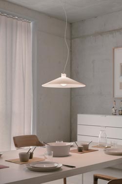 Halo S4 white pendant in flared opal glass cone