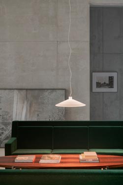 Halo S4 white pendant in flared opal glass cone
